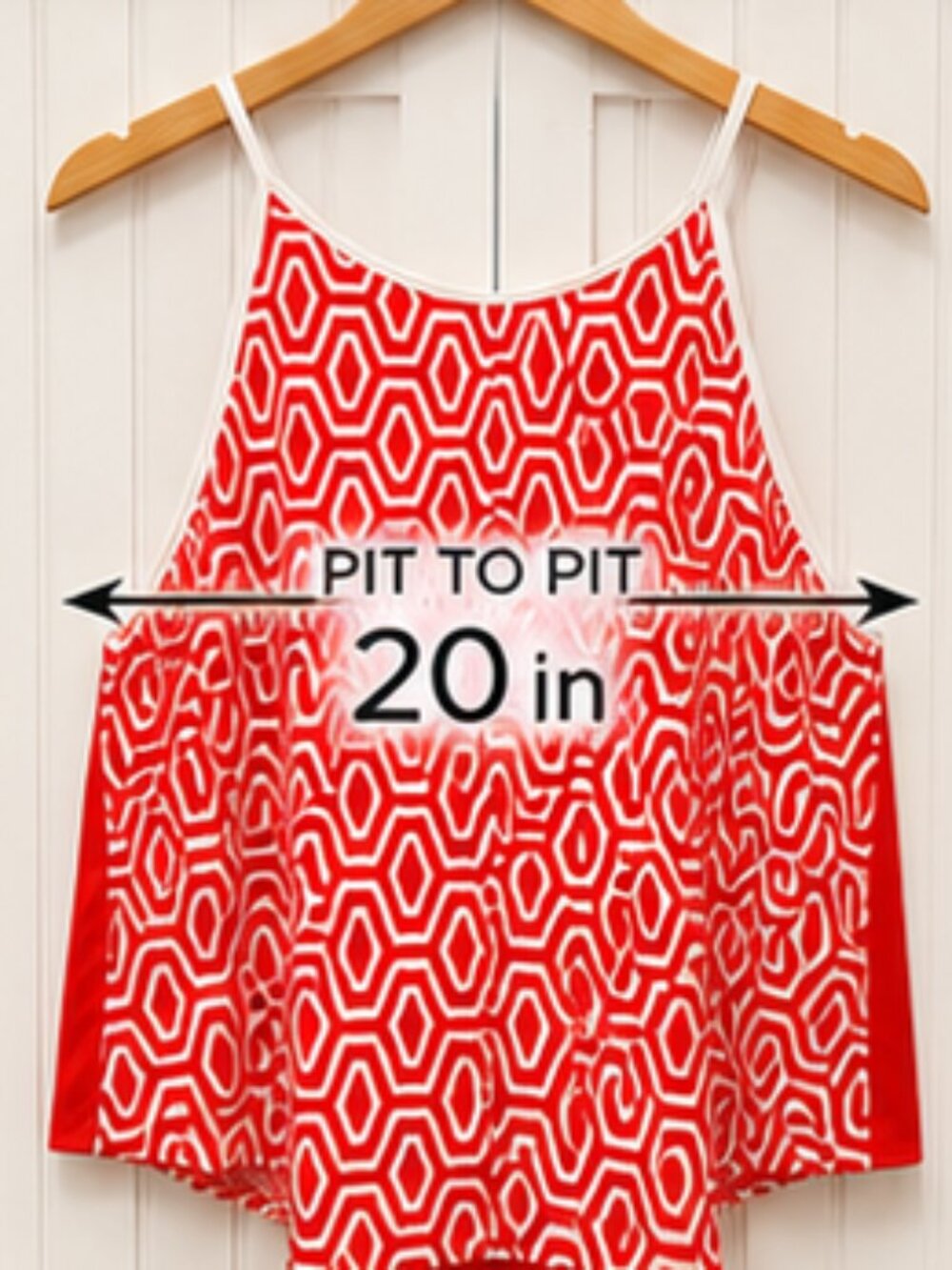 Ro & De Red White Geometric Sleeveless Halter Blouse Size Large - Picture 3 of 5